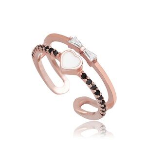 ✨💎❤️ Baguette Stone Heart Ring - Handmade 925 Silver